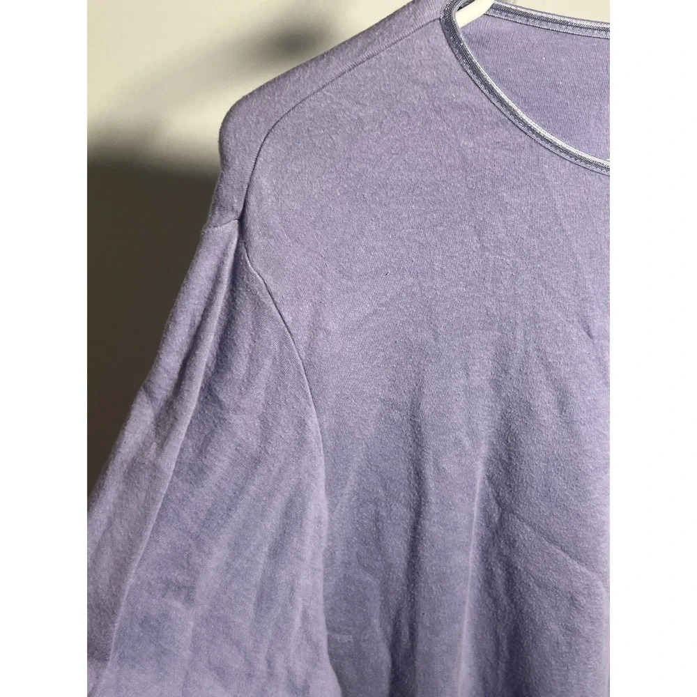 J.L. Plum‎ Women's XL Purple Long Sleeve T-Shirt 100% Cotton Crew Neck Metallic